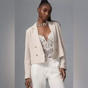 Anthropologie Dolan Pleated Back Cropped Blazer Jacket